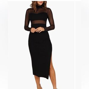 Petal & pup farrow long sleeve midi dress size small black